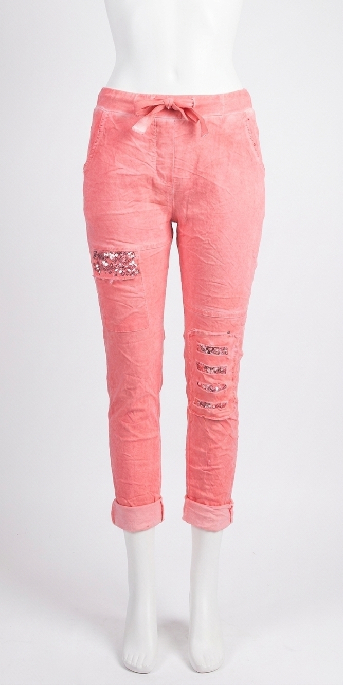 NEW GIGI MODA toppa sequin pants in coral